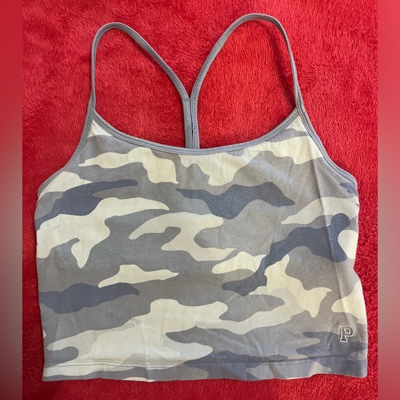 PINK Victoria's Secret Tops - PINK Crop Tank Built in bra blue camo size small